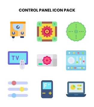 Control Panel Flat Bundle Icons Pack Stock Illustration