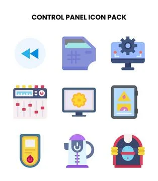 Control Panel Flat Collection Icons Pack Stock Illustration
