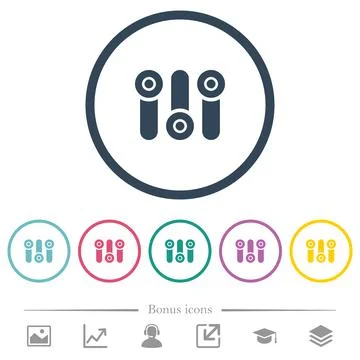 Control panel flat color icons in round outlines Stock Illustration