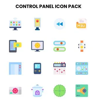 Control Panel Flat Graphics Icons Pack Stock Illustration