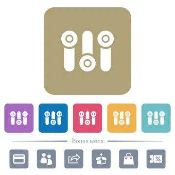 Control panel flat icons on color rounded square backgrounds Stock Illustration