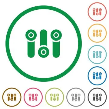 Control panel flat icons with outlines Stock Illustration