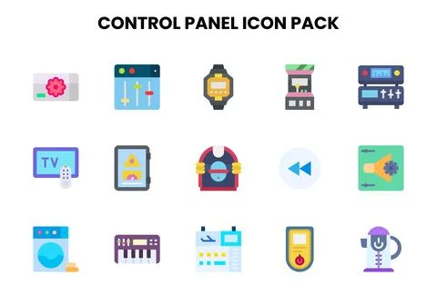 Control Panel Flat Icons Pack Illustrazione stock