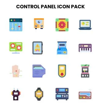 Control Panel Flat Set Icons Pack Stock Illustration