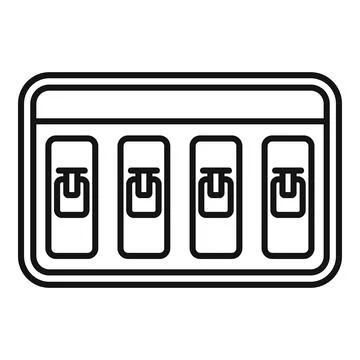 Control panel with four toggle switches showing on position Illustrazione stock