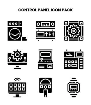 Control Panel Glyph Collection Icons Pack Stock Illustration