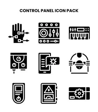 Control Panel Glyph Icons Pack Stock Illustration