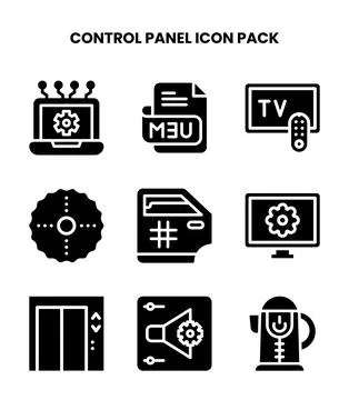 Control Panel Glyph Scalable Icons Pack Stock Illustration