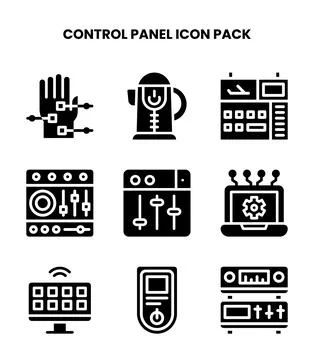 Control Panel Glyph UI Icons Pack Stock Illustration