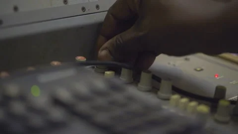 Control Panel. Hand Switches The Switch. Keyboard And Radio Station Stock Footage 257806999