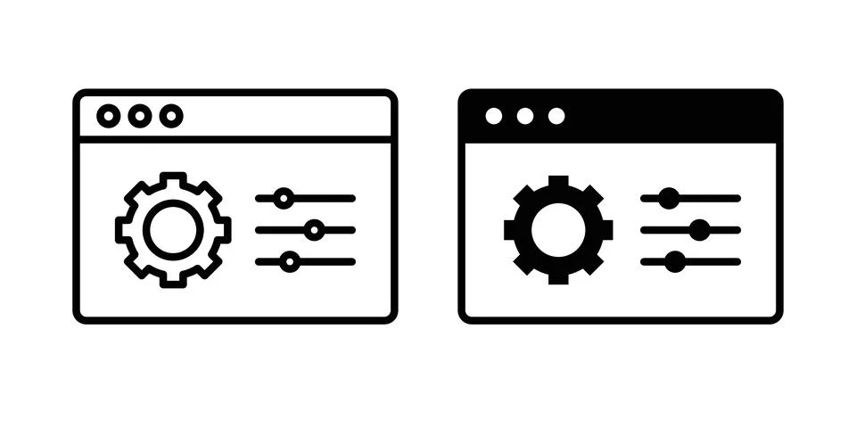 Control panel icon thin line and clipart style vector set Stock Illustration