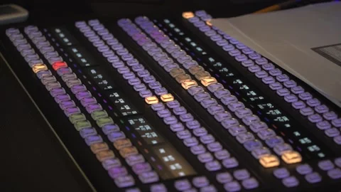 Control panel with illuminated buttons Stock Footage 333543098