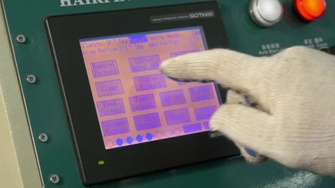 Control Panel of industrial CNC machine in factory. Video stock 82671679