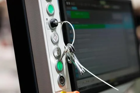 Control panel of industrial computerized equipment Stock Photos