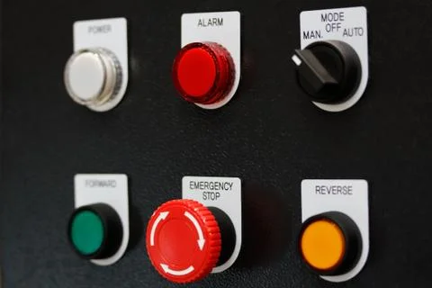 Control panel of industrial equipment Stock Photos