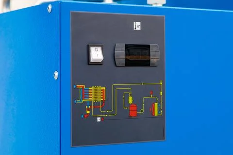 Control Panel of an Industrial Screw Compressor Stock Photos