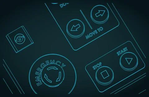 Control panel of an industrial unit close up Stock Illustration