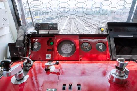 Control panel inside commuter trains Stock Photos