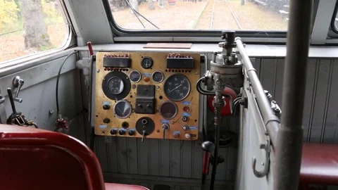 Control panel inside old train Stock Footage 70489312