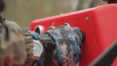 Control panel inspection. Closeup of control instruments and mechanical parts Stock Footage 332050281