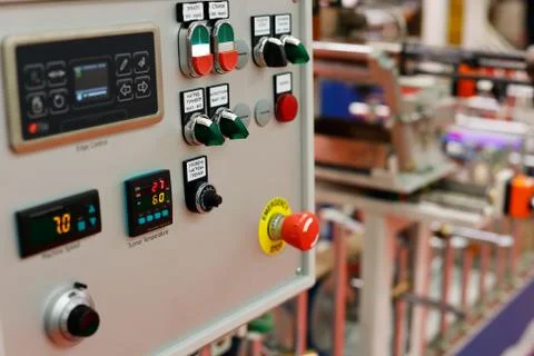 Control panel of the lamination machine Stock Photos