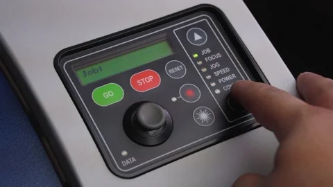 Control Panel Of Laser Cutter Machine Stock Footage 136725671