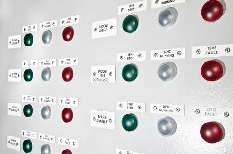 Control panel with light indicators Stock Photos