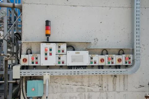 Control panel with light indicators Stock Photos