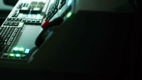 Control panel with lights in a dark room during a technical operation Stock Footage 344965762