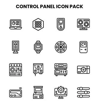 Control Panel Line Collection Icons Pack Stock Illustration