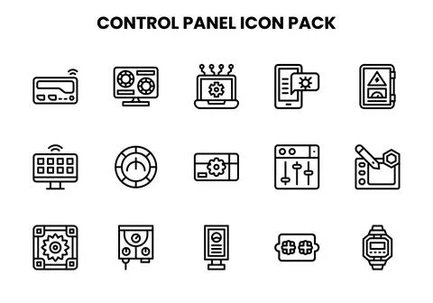 Control Panel Line Vector Icons Pack Illustrazione stock