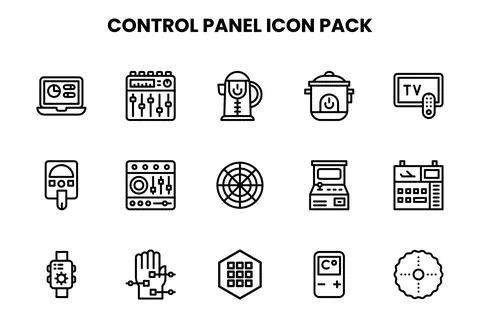 Control Panel Line Vector Icons Pack Stock Illustration