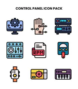 Control Panel Lineal Color Scalable Icons Pack Stock Illustration