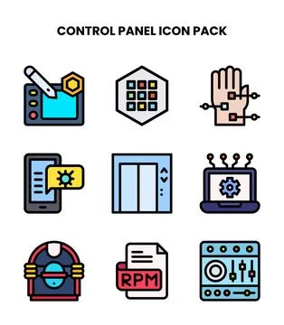 Control Panel Lineal Color Set Icons Pack Illustrazione stock