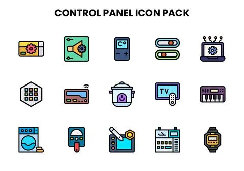 Control Panel Lineal Color UI Icons Pack Stock Illustration