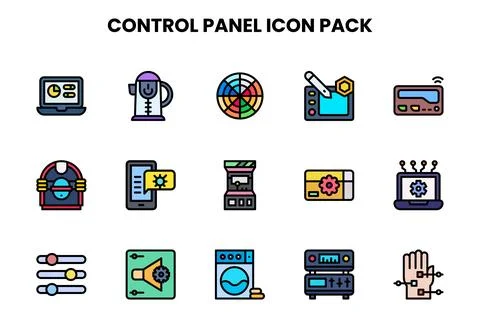 Control Panel Lineal Color Vector Icons Pack Stock Illustration