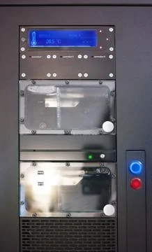 Control panel of liquid cooling system background Stock Photos