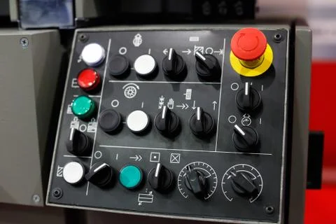 Control panel of metalworking machine Stock Photos