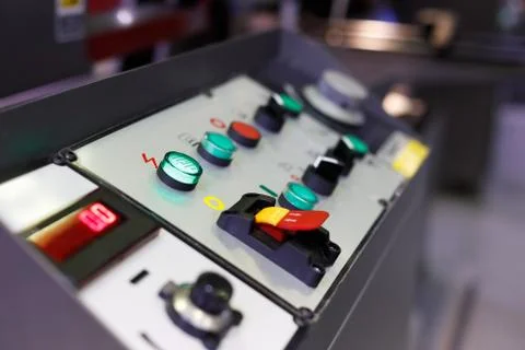 Control panel of a metalworking machine Stock Photos