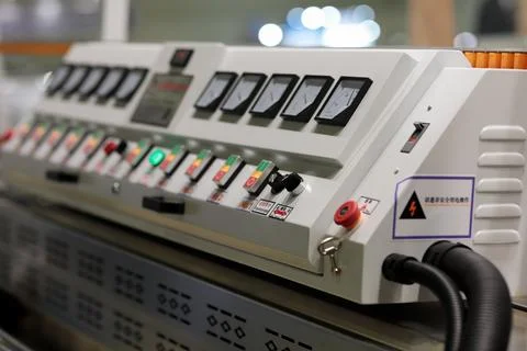Control panel of mirror glass making machine Foto stock