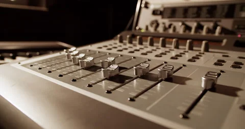 Control panel of mixing console in studio Stock Footage 201849760