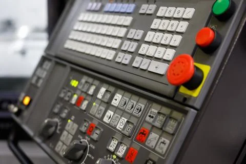 Control panel of the modern CNC machine Stock Photos