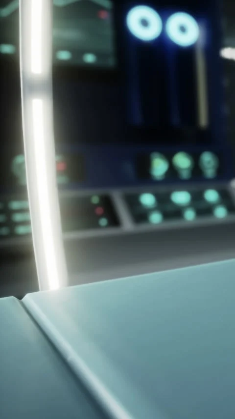 Control panel in a modern space ship during a training simulation session Stock Footage 338001977