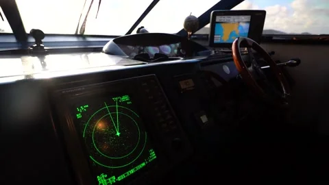 Control panel of a motor boat, yacht Stock Footage 130642893