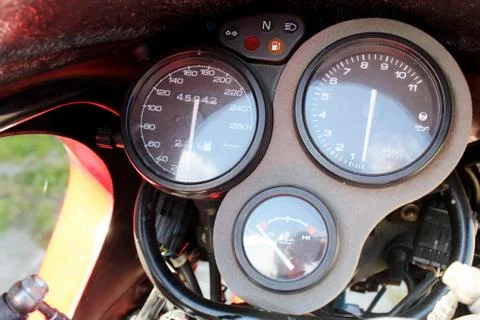 Control panel of the motorcycle.Background Stock Photos