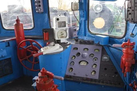 Control panel of the old locomotive. Stock Photos