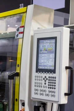Control panel of Plastic Injection machine. Stock Photos