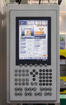 Control panel of Plastic Injection machine. Stock Photos
