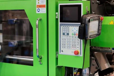 Control panel of plastic injection molding machine Stock Photos