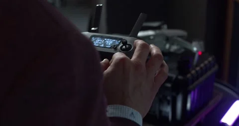 Control panel for a professional quadcopter. The process of controlling an Stock Footage 234541905